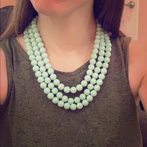 Mint green three layer beaded necklace